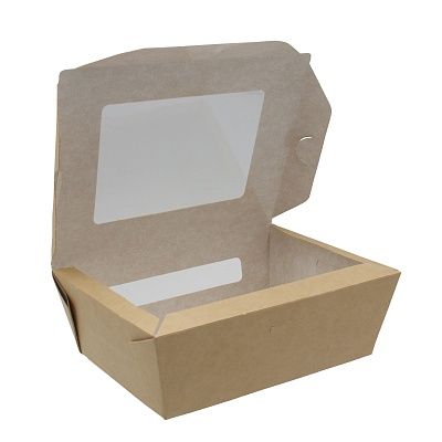 Ланч-бокс бумажный с окном 600мл 150х115х50мм цвет Крафт Packton (х300)