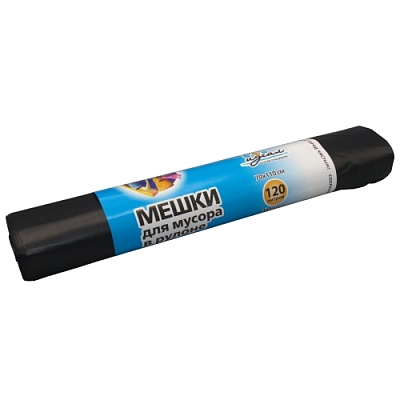 Мешки мусорные ПВД 120л 70x110см (50) В рулонах (по 10 шт) Артпласт Идеал (х1/20) [упаковка]